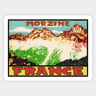 SKIING MORZINE FRANCE VINTAGE TRAVEL SKI MOUNTAINS Distressed Sticker